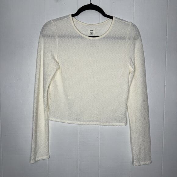 aerie Tops - Aerie Women’s Textured Crop Long Sleeve Top Stretch Ivory Size Medium NWT